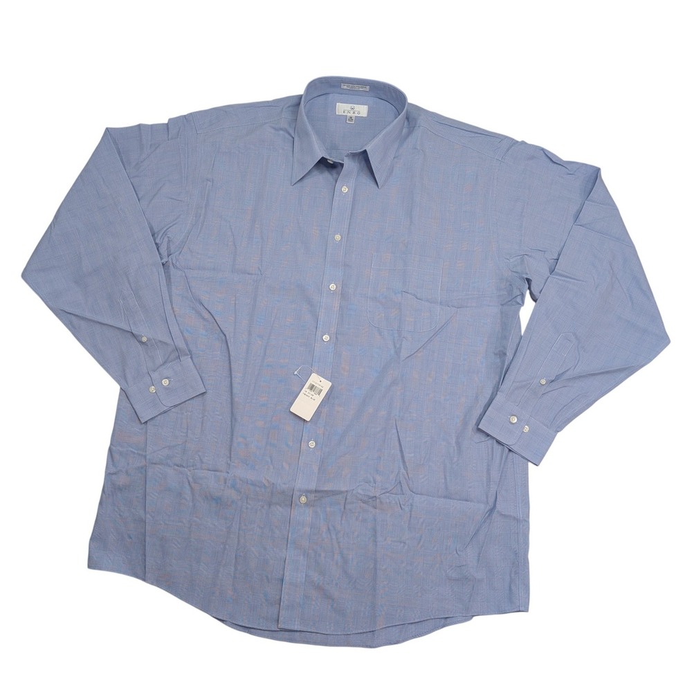 Enro Dress Shirt Men's 18 37/38 Tall French Blue Non Iron‎ Cotton NWT